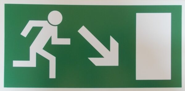 Rettungsweg, rechts abwärts