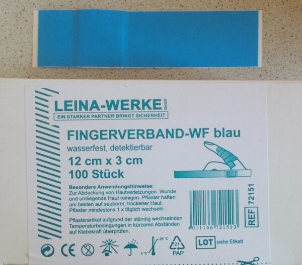 Fingerverband blau 12x3 cm, 100 Stück