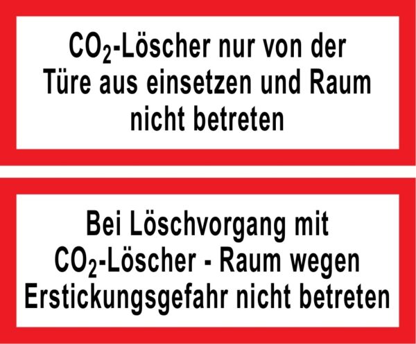 Hinweisschild CO2-Löscher & Löschvorgang