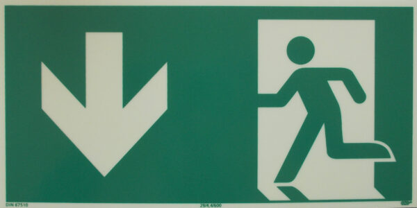 Rettungsweg-Notausgang PFEIL UNTEN