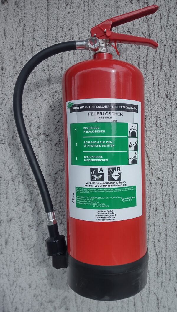 Schaum-Dauerdruckfeuerlöscher fluorfrei 6 Liter